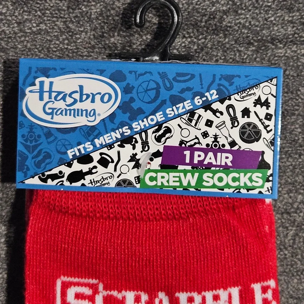Hasbro Gaming Scrabble‎ Men's Crew Socks Red I Make My Own Rules Size 6-12 NEW